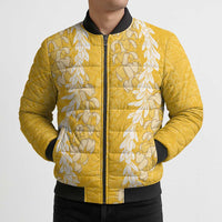 Puakenikeni and Maile Lei Bomber Puffer Jacket Gold Double Strand Lei LT9 - Polynesian Pride