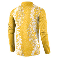Puakenikeni and Maile Lei Button Sweatshirt Gold Double Strand Lei LT9 - Polynesian Pride