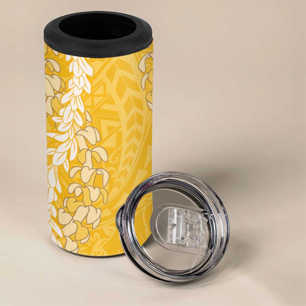 Puakenikeni and Maile Lei 4 in 1 Can Cooler Tumbler Gold Double Strand Lei LT9 - Polynesian Pride