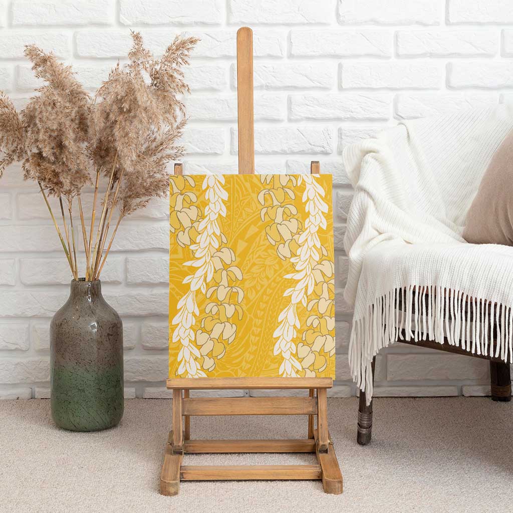 Puakenikeni and Maile Lei Canvas Wall Art Gold Double Strand Lei