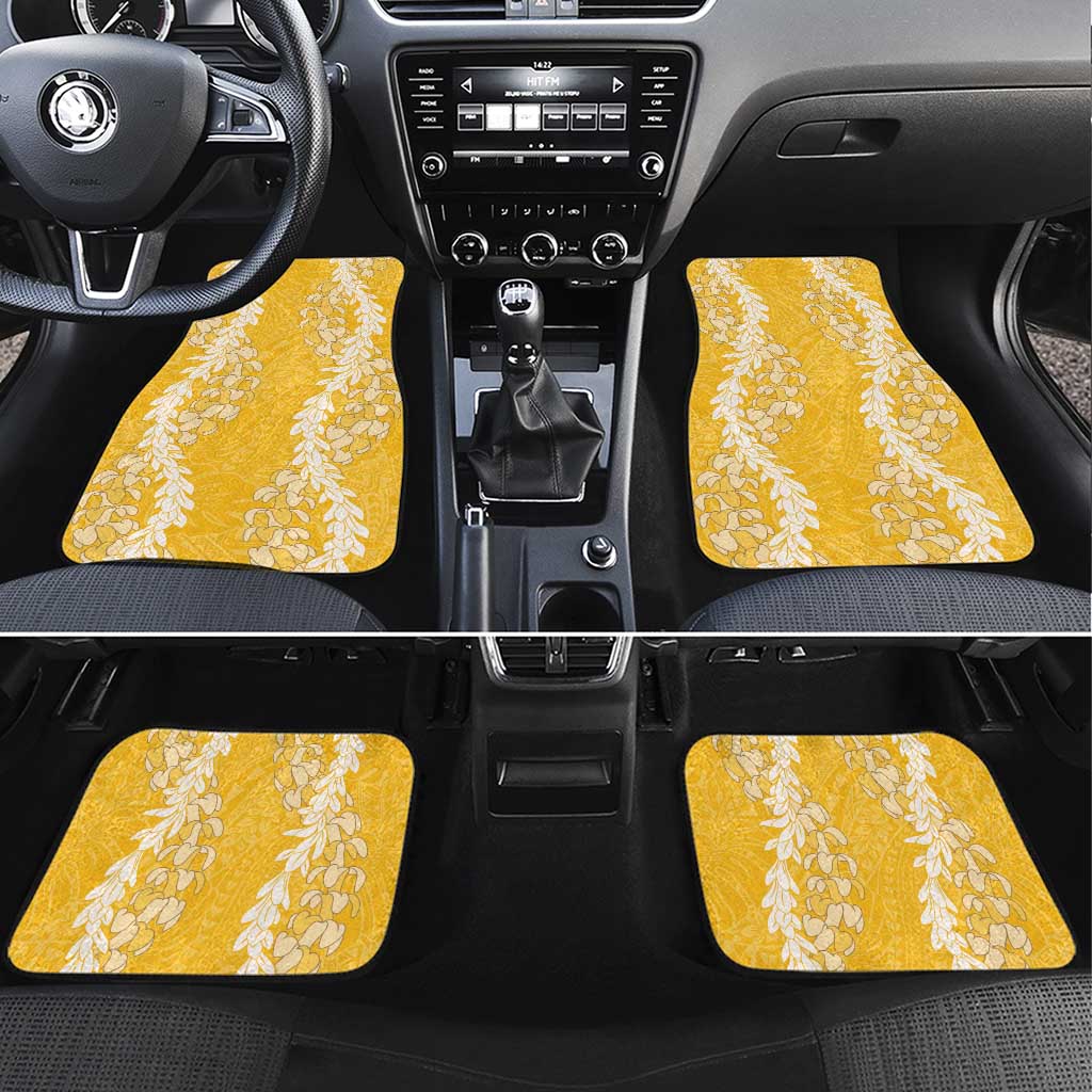 Puakenikeni and Maile Lei Car Mats Gold Double Strand Lei LT9 Set 4pcs Gold - Polynesian Pride