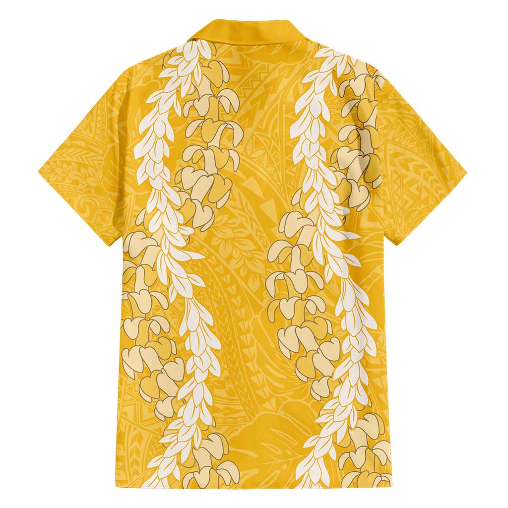 Puakenikeni and Maile Lei Hawaiian Shirt Gold Double Strand Lei LT9 - Polynesian Pride