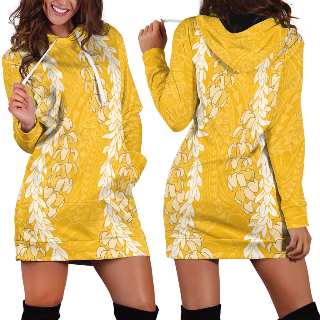 Puakenikeni and Maile Lei Hoodie Dress Gold Double Strand Lei LT9 - Polynesian Pride