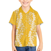 Puakenikeni and Maile Lei Kid Hawaiian Shirt Gold Double Strand Lei LT9 Kid Gold - Polynesian Pride