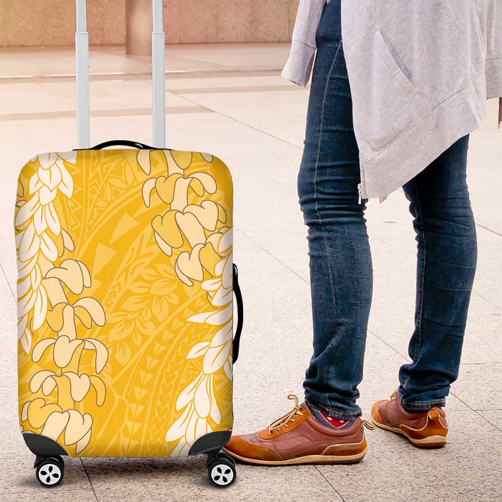 Puakenikeni and Maile Lei Luggage Cover Gold Double Strand Lei