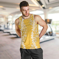 Puakenikeni and Maile Lei Men Tank Top Gold Double Strand Lei LT9 Gold - Polynesian Pride
