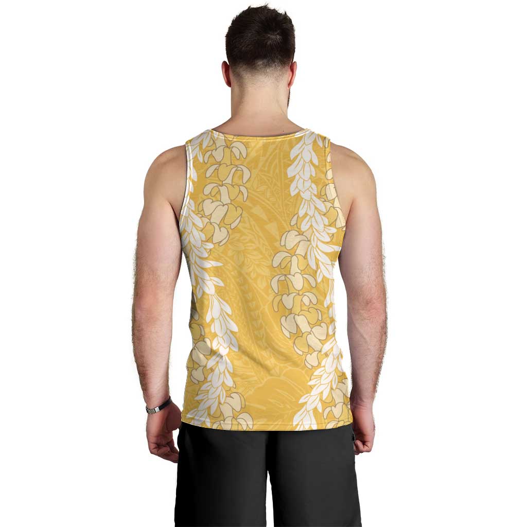 Puakenikeni and Maile Lei Men Tank Top Gold Double Strand Lei LT9 - Polynesian Pride