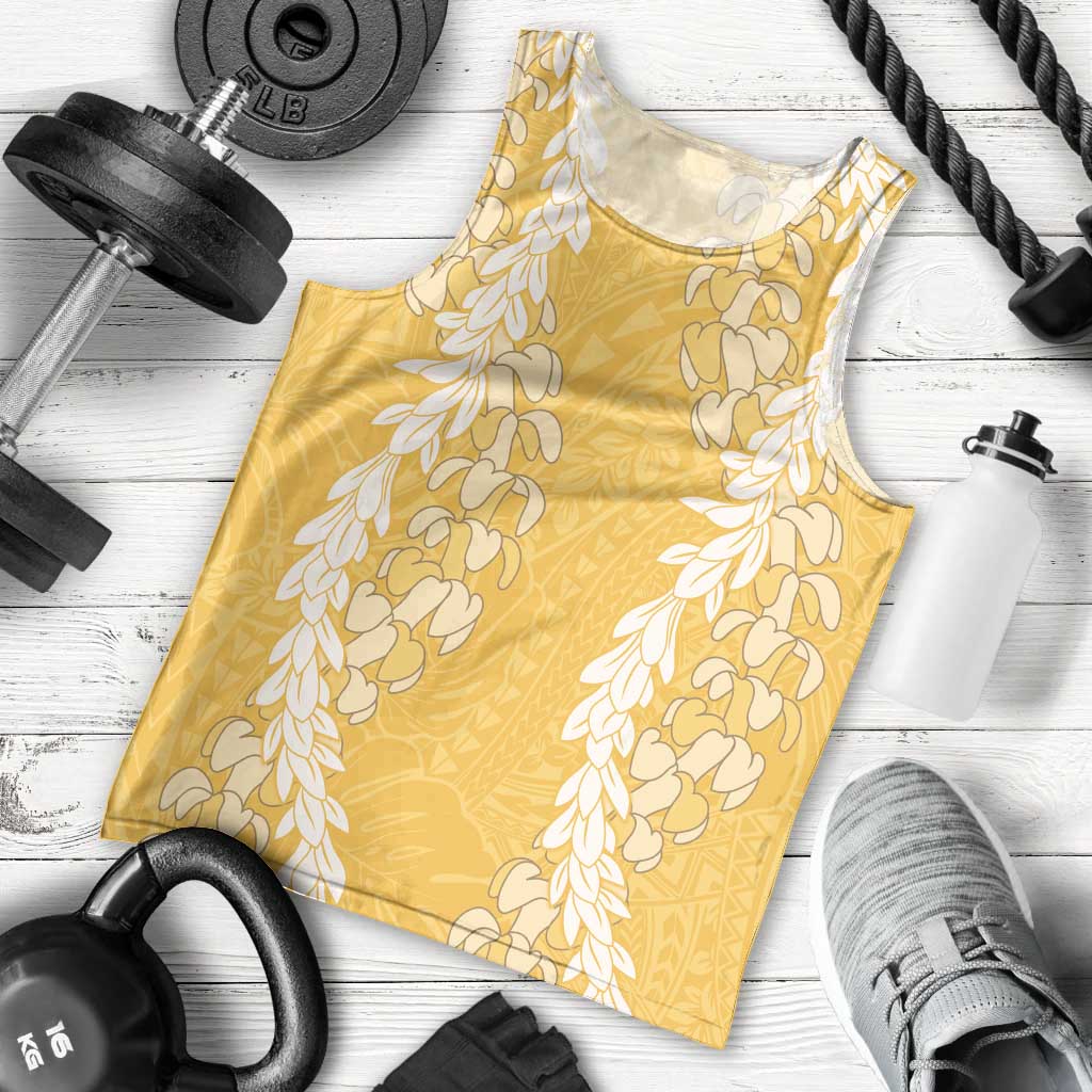 Puakenikeni and Maile Lei Men Tank Top Gold Double Strand Lei LT9 - Polynesian Pride