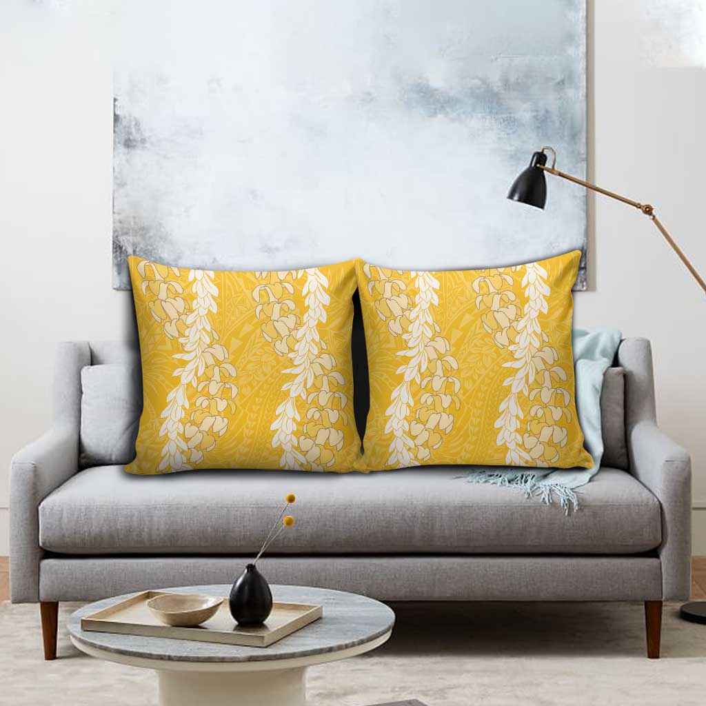 Puakenikeni and Maile Lei Pillow Cover Gold Double Strand Lei - Polynesian Pride