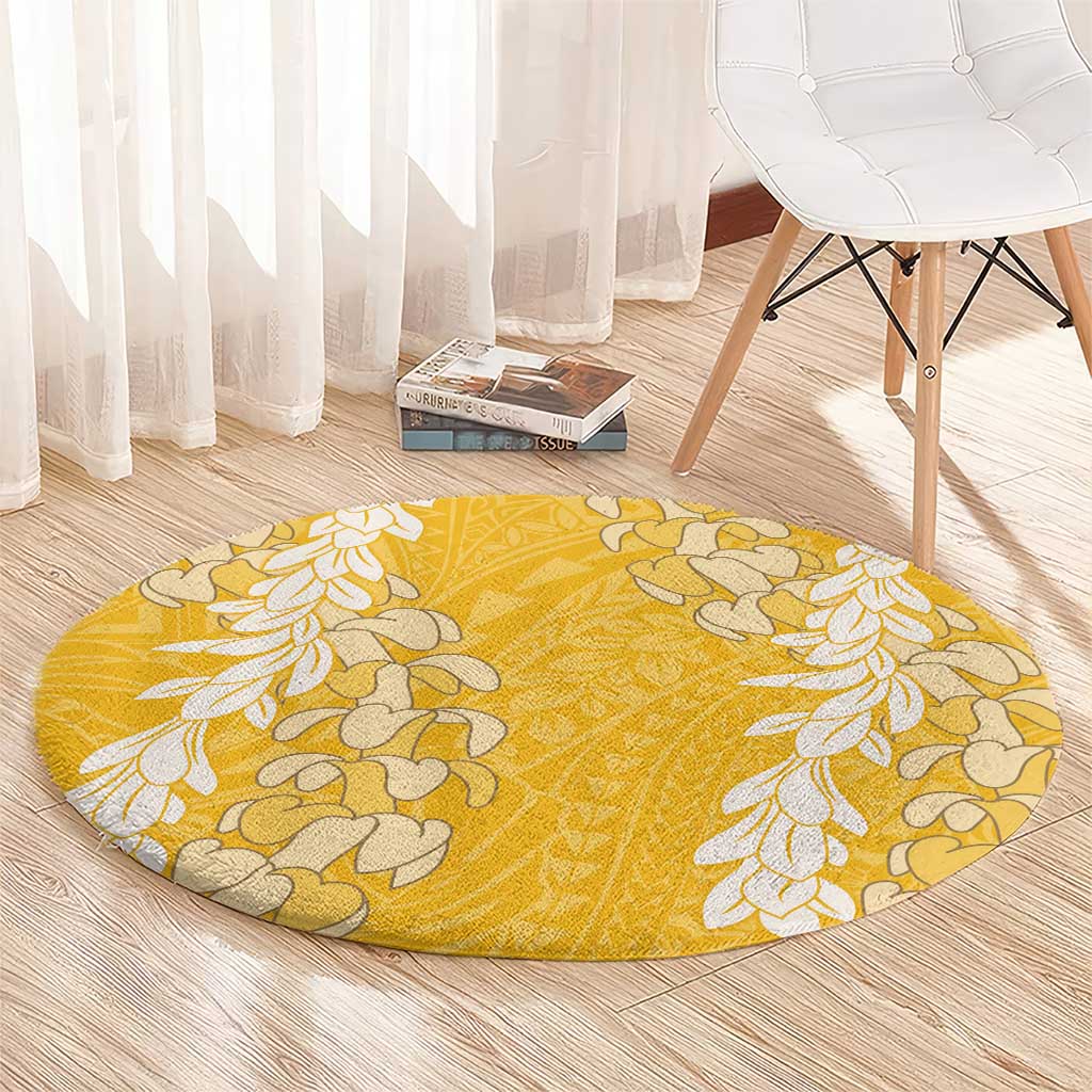 Puakenikeni and Maile Lei Round Carpet Gold Double Strand Lei