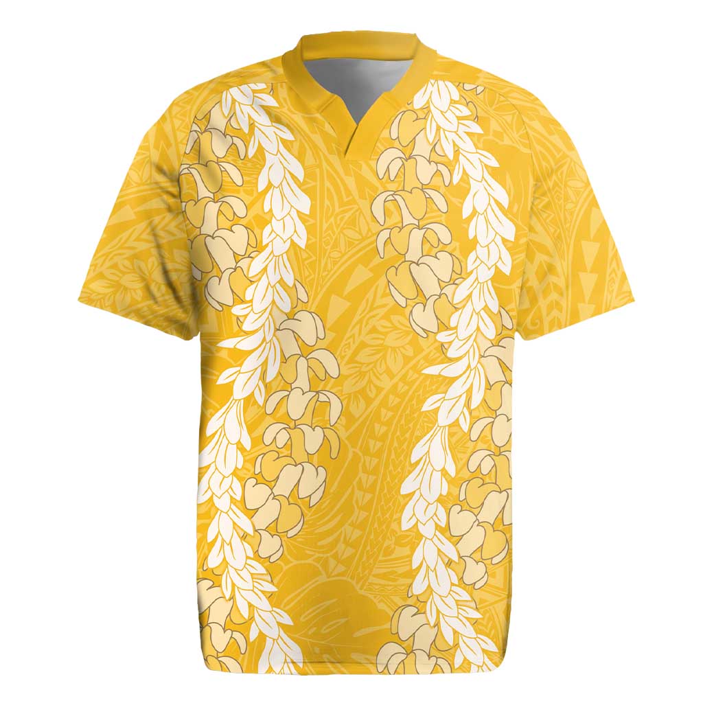 Puakenikeni and Maile Lei Rugby Jersey Gold Double Strand Lei