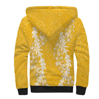 Puakenikeni and Maile Lei Sherpa Hoodie Gold Double Strand Lei LT9 - Polynesian Pride