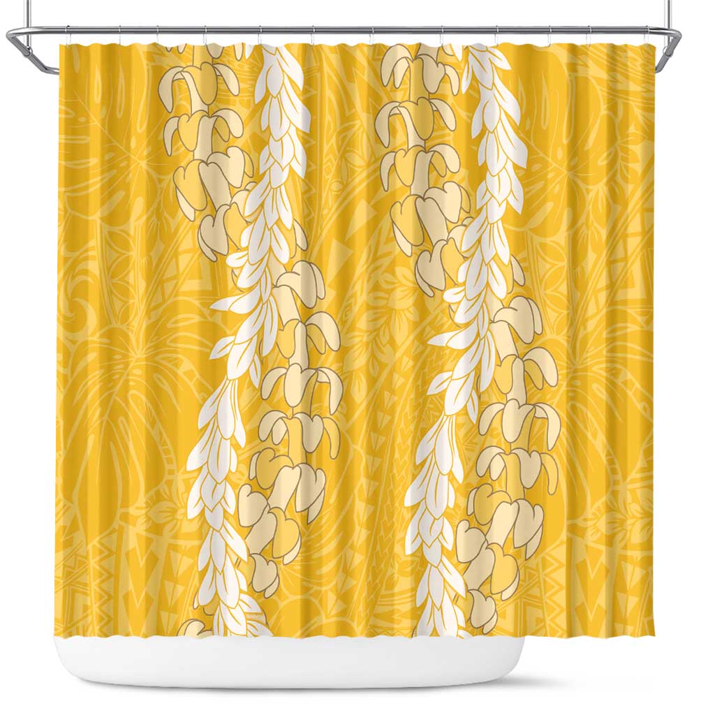 Puakenikeni and Maile Lei Shower Curtain Gold Double Strand Lei