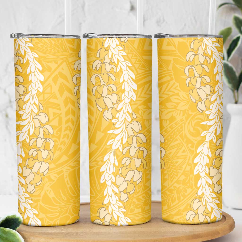 Puakenikeni and Maile Lei Skinny Tumbler Gold Double Strand Lei