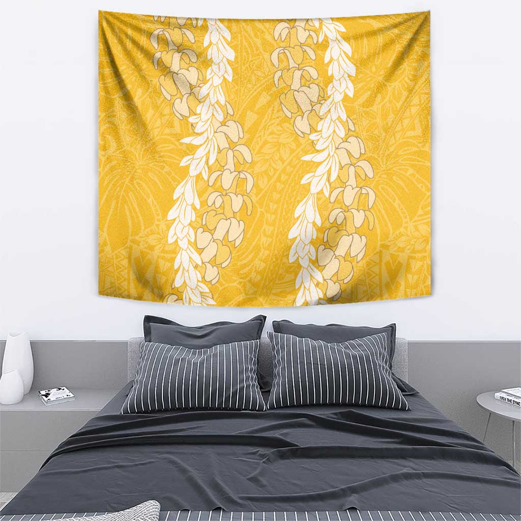 Puakenikeni and Maile Lei Tapestry Gold Double Strand Lei