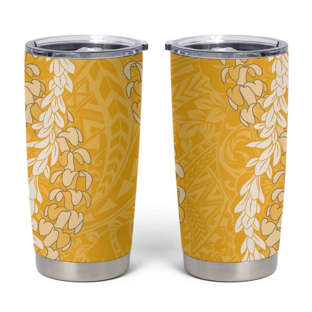 Puakenikeni and Maile Lei Tumbler Cup Gold Double Strand Lei