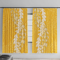 Puakenikeni and Maile Lei Window Curtain Gold Double Strand Lei