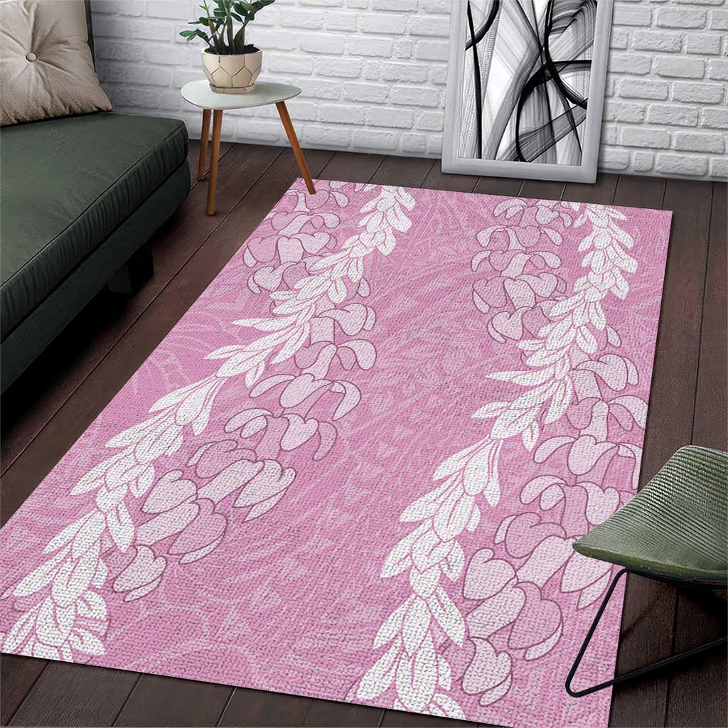 Puakenikeni and Maile Lei Area Rug Pink Double Strand Lei