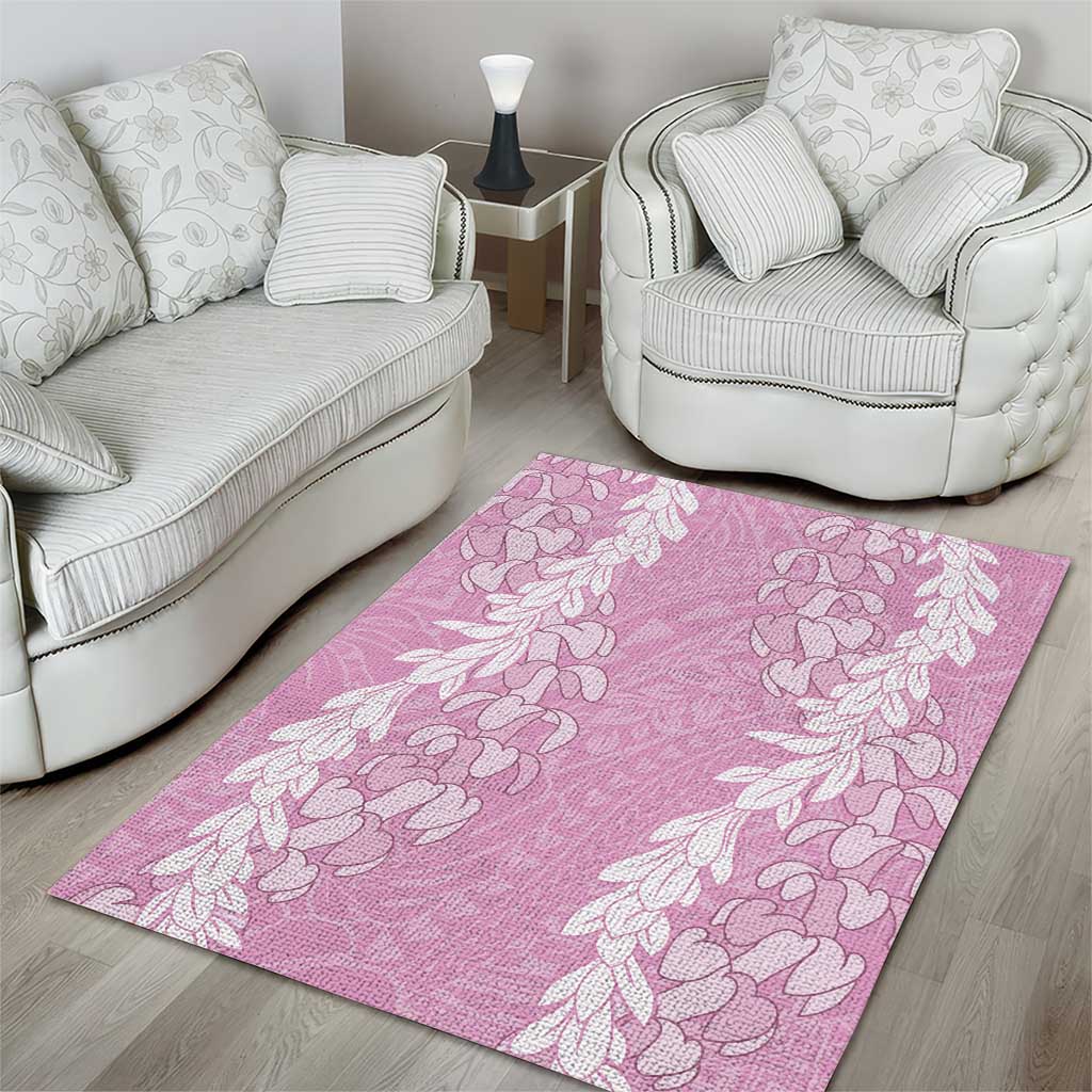 Puakenikeni and Maile Lei Area Rug Pink Double Strand Lei