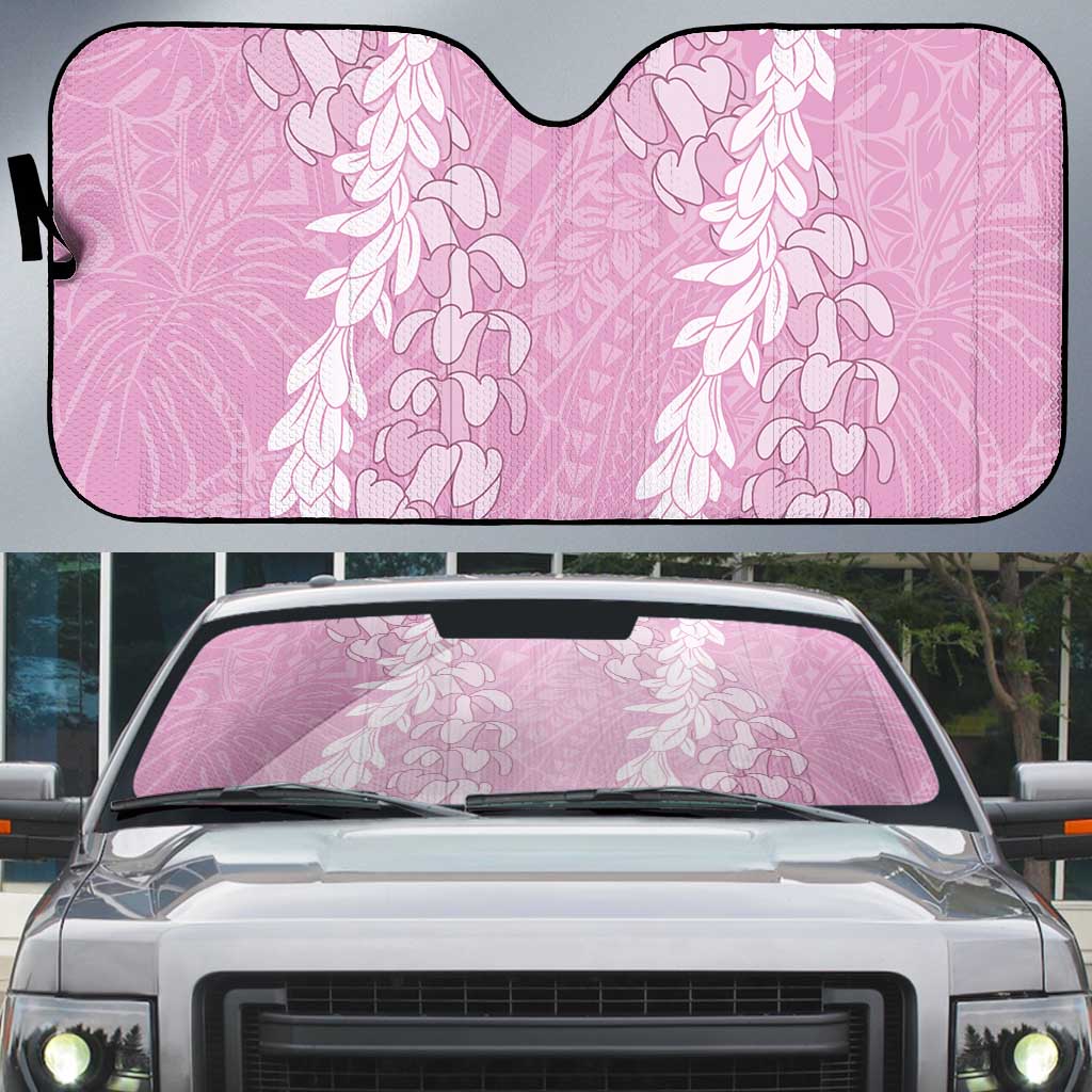 Puakenikeni and Maile Lei Auto Sun Shade Pink Double Strand Lei - Polynesian Pride