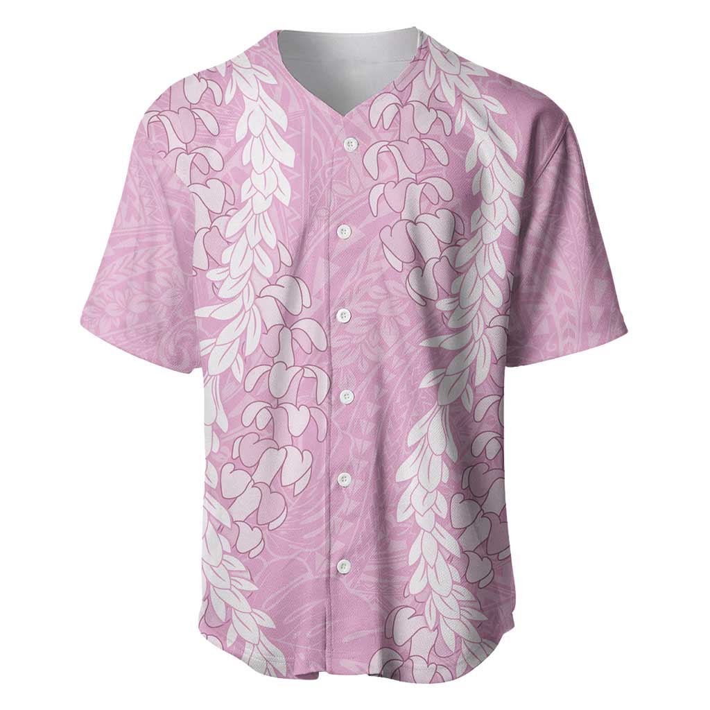 Puakenikeni and Maile Lei Baseball Jersey Pink Double Strand Lei