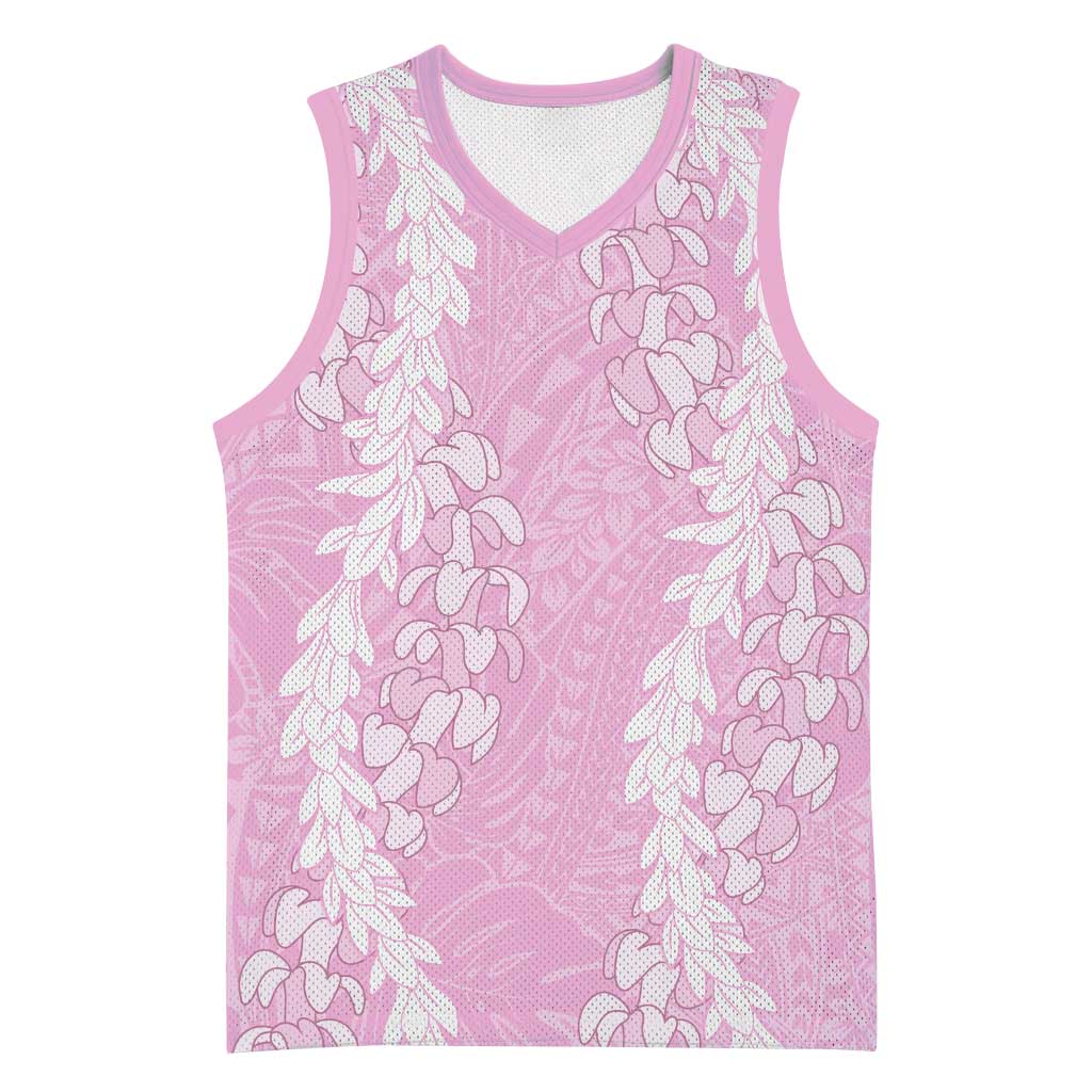 Puakenikeni and Maile Lei Basketball Jersey Pink Double Strand Lei LT9 Unisex Pink - Polynesian Pride