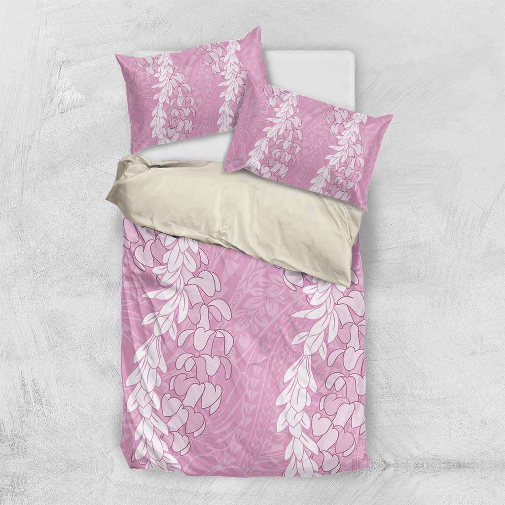 Puakenikeni and Maile Lei Bedding Set Pink Double Strand Lei