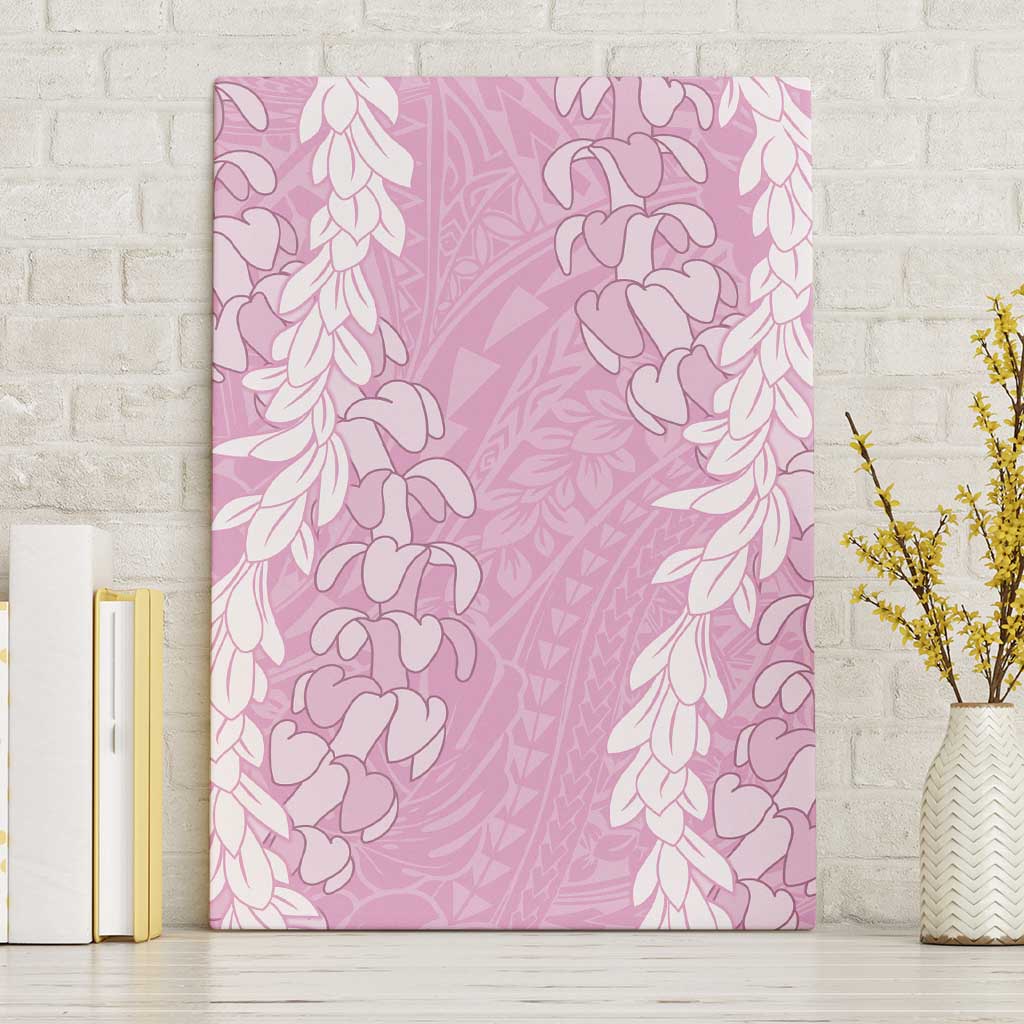 Puakenikeni and Maile Lei Canvas Wall Art Pink Double Strand Lei LT9 Without Frame Pink - Polynesian Pride