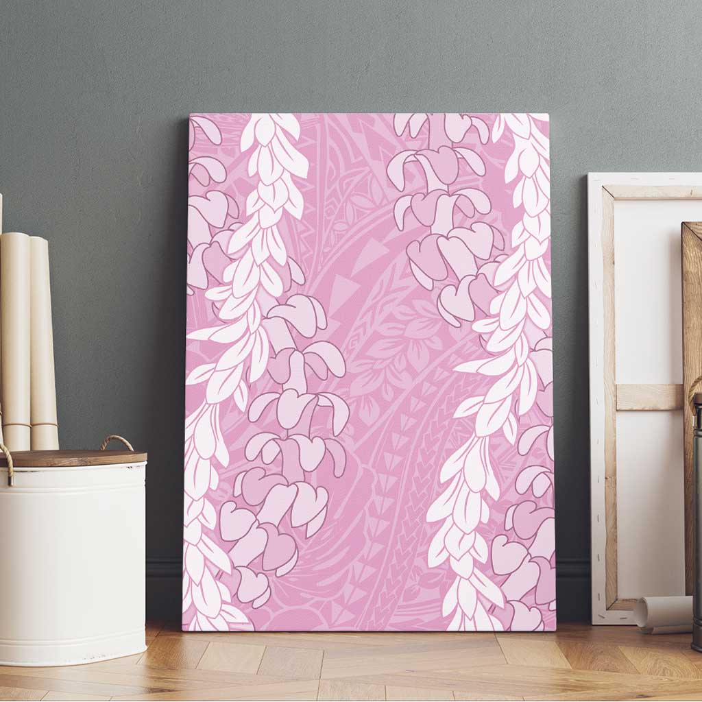 Puakenikeni and Maile Lei Canvas Wall Art Pink Double Strand Lei LT9 - Polynesian Pride