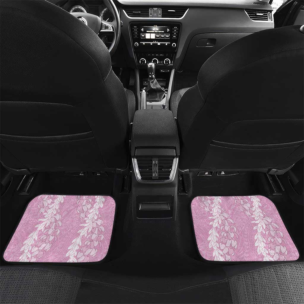 Puakenikeni and Maile Lei Car Mats Pink Double Strand Lei LT9 Set 2pcs - Back Pink - Polynesian Pride