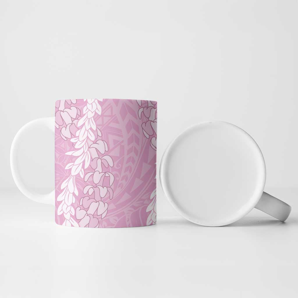 Puakenikeni and Maile Lei Ceramic Mug Pink Double Strand Lei - Polynesian Pride