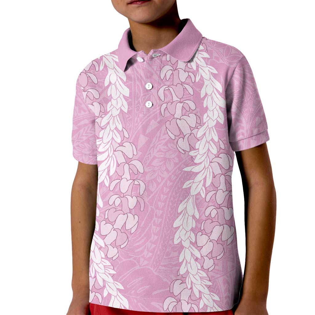 Puakenikeni and Maile Lei Kid Polo Shirt Pink Double Strand Lei LT9 Kid Pink - Polynesian Pride