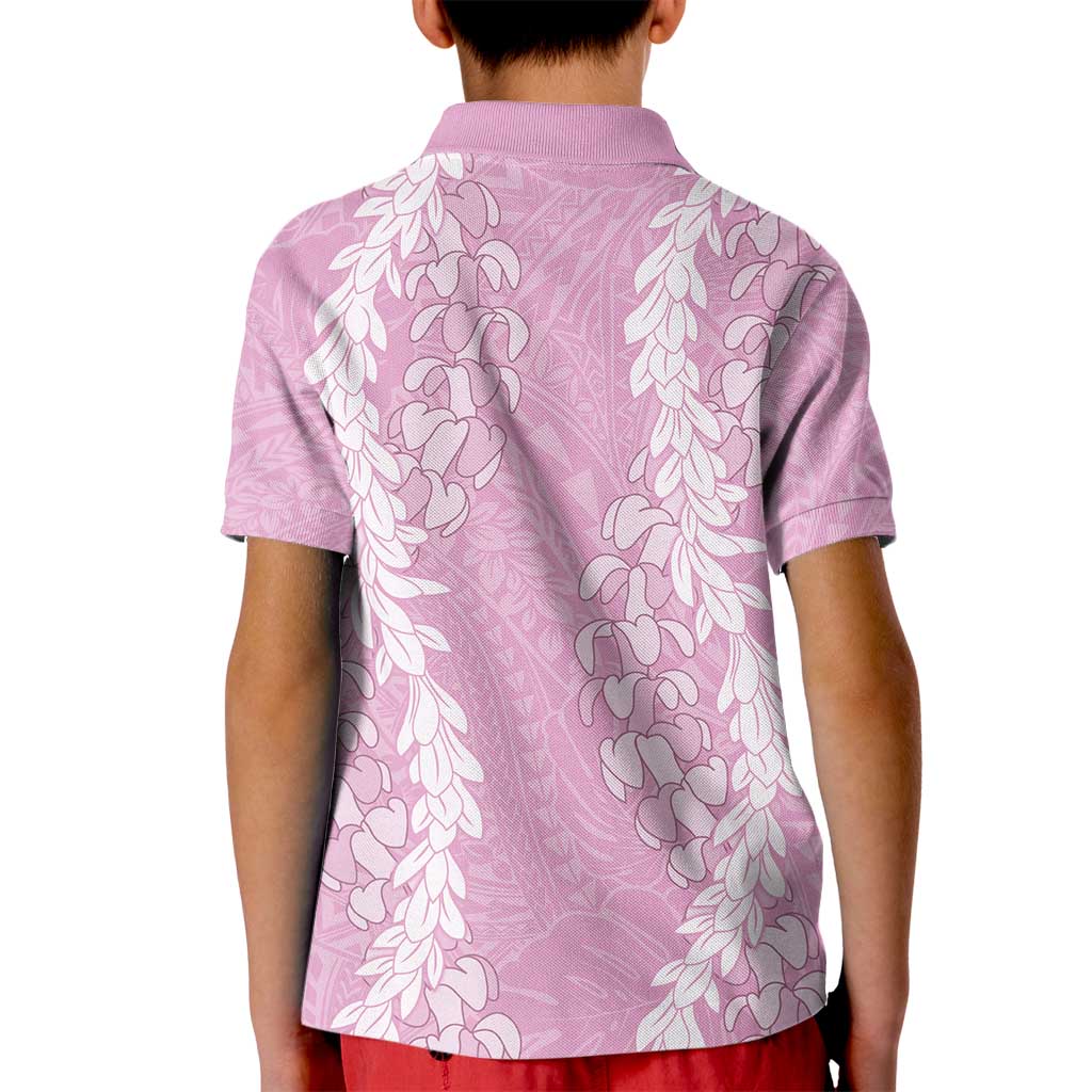 Puakenikeni and Maile Lei Kid Polo Shirt Pink Double Strand Lei LT9 - Polynesian Pride