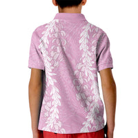 Puakenikeni and Maile Lei Kid Polo Shirt Pink Double Strand Lei LT9 - Polynesian Pride