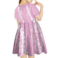 Puakenikeni and Maile Lei Kid Short Sleeve Dress Pink Double Strand Lei LT9 - Polynesian Pride