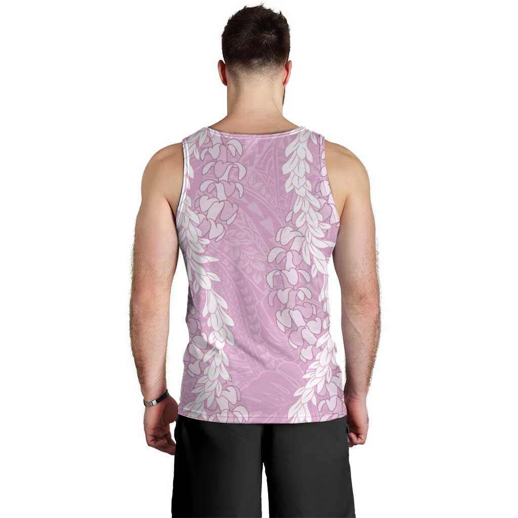 Puakenikeni and Maile Lei Men Tank Top Pink Double Strand Lei LT9 - Polynesian Pride