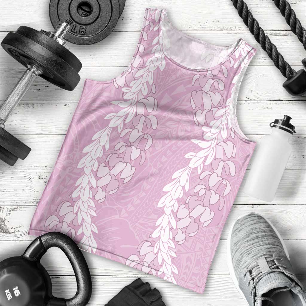 Puakenikeni and Maile Lei Men Tank Top Pink Double Strand Lei LT9 - Polynesian Pride