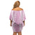 Puakenikeni and Maile Lei Off Shoulder Short Dress Pink Double Strand Lei