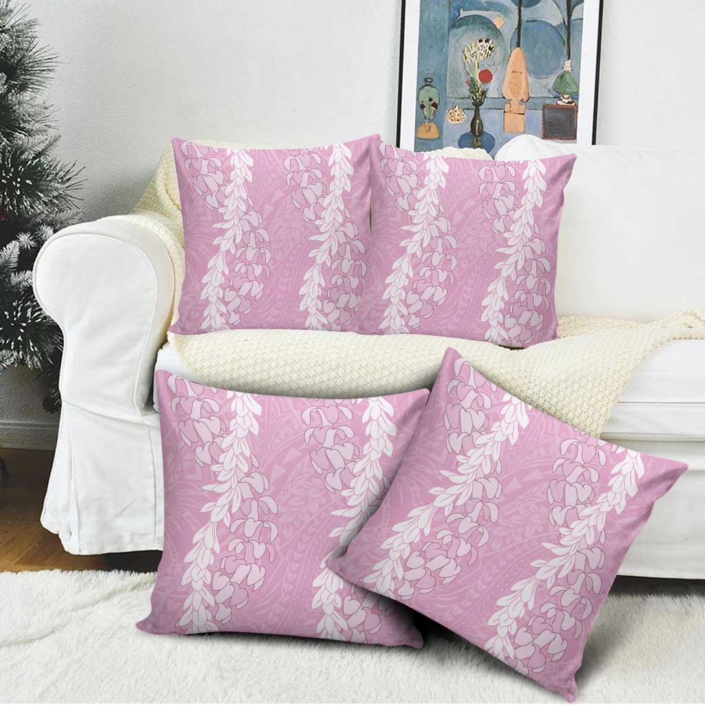 Puakenikeni and Maile Lei Pillow Cover Pink Double Strand Lei - Polynesian Pride