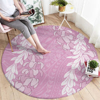 Puakenikeni and Maile Lei Round Carpet Pink Double Strand Lei