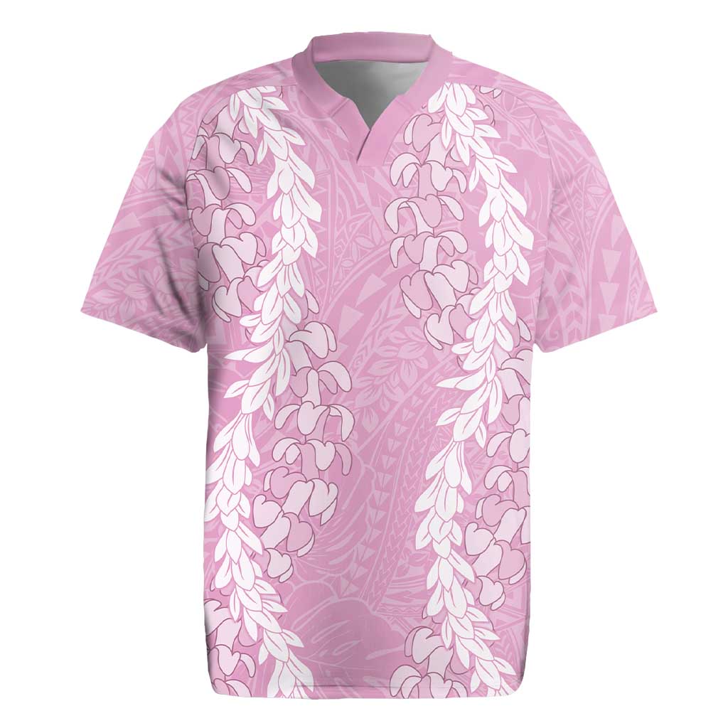 Puakenikeni and Maile Lei Rugby Jersey Pink Double Strand Lei
