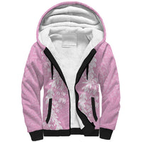 Puakenikeni and Maile Lei Sherpa Hoodie Pink Double Strand Lei LT9 Unisex Pink - Polynesian Pride