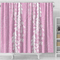 Puakenikeni and Maile Lei Shower Curtain Pink Double Strand Lei