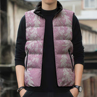 Puakenikeni and Maile Lei Sleeveless Puffer Jacket Pink Double Strand Lei LT9 - Polynesian Pride