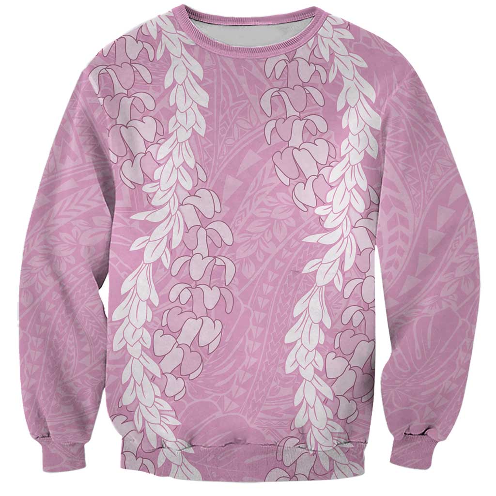 Puakenikeni and Maile Lei Sweatshirt Pink Double Strand Lei LT9 Unisex Pink - Polynesian Pride