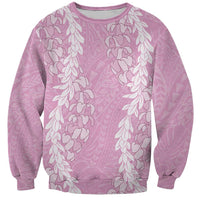 Puakenikeni and Maile Lei Sweatshirt Pink Double Strand Lei LT9 Unisex Pink - Polynesian Pride