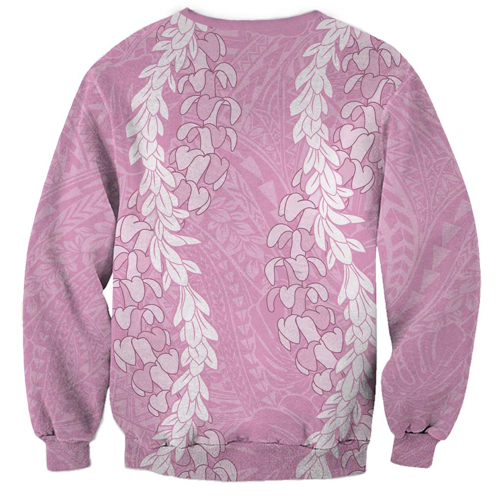 Puakenikeni and Maile Lei Sweatshirt Pink Double Strand Lei LT9 - Polynesian Pride