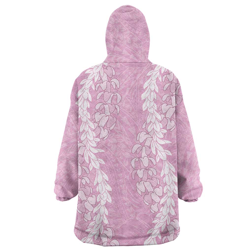 Puakenikeni and Maile Lei Wearable Blanket Hoodie Pink Double Strand Lei LT9 - Polynesian Pride
