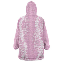 Puakenikeni and Maile Lei Wearable Blanket Hoodie Pink Double Strand Lei LT9 - Polynesian Pride