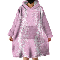 Puakenikeni and Maile Lei Wearable Blanket Hoodie Pink Double Strand Lei LT9 - Polynesian Pride